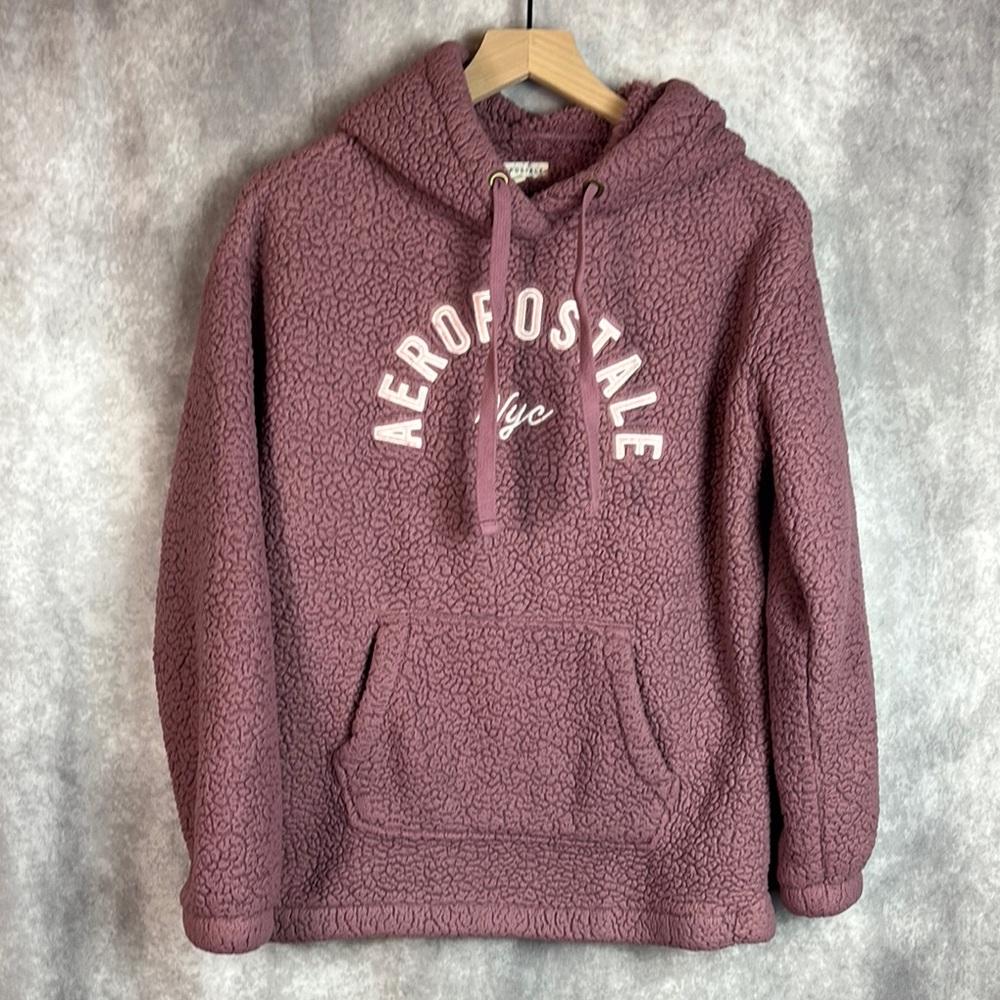 Aeropostale Pink Hoodie with Fleece Material and Arched Text